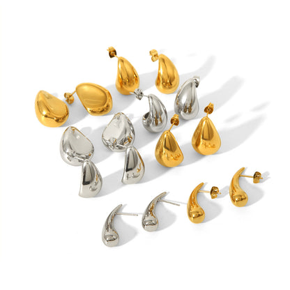 18K Gold High-grade Titanium Steel Simple Women's Ear Studs - HD Wireless Product #5