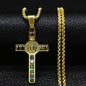 St Benedict Crystal St Pendant Cross Stainless Steel Necklace 6e83e920 f1a7 4e74 b4c3 af3e0ef959c0