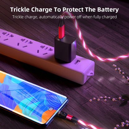 540 Rotate Luminous Magnetic Cable 3A Fast Charging Mobile Phone Charge Cable For LED Micro USB Type C For I Phone Cable - 图片 5