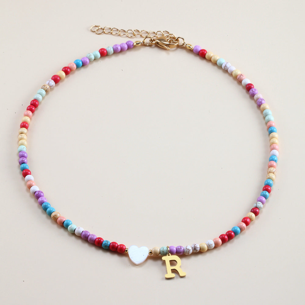 Colorful Beads Initial Choker For Women Stainless Steel Lett 6ea828c8 1ba9 4fd4 a3e9 feddef91f5c3
