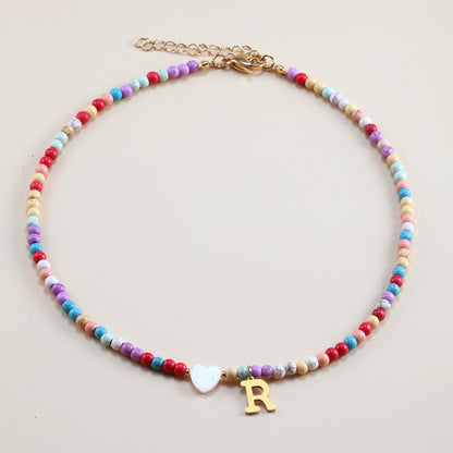 Colorful Beads Initial Choker For Women Stainless Steel Lett 6ea828c8 1ba9 4fd4 a3e9 feddef91f5c3