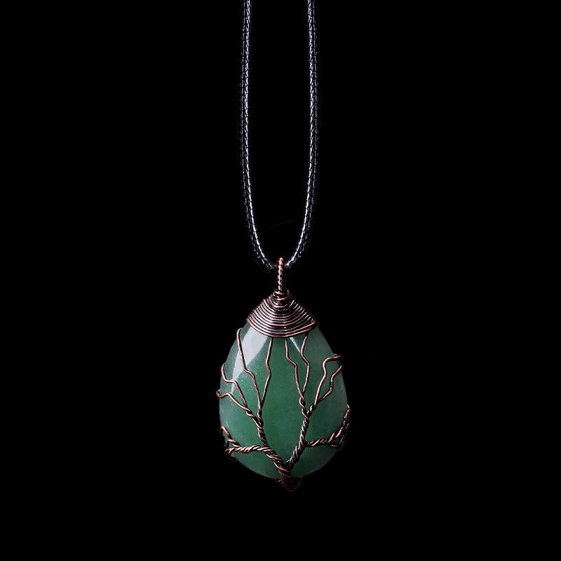 Natural Stone Crystal Drop-shaped Winding Tree Of Life Pendant Necklace Jewelry 6eb26973 c268 4390 bd27 7d48d3c58df5
