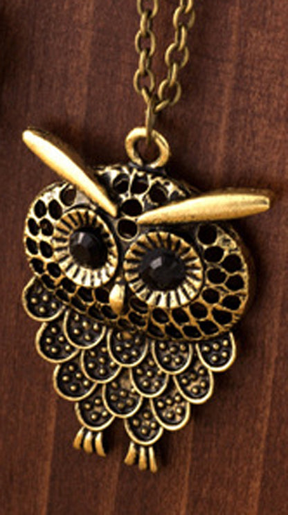 Necklace Personalized Fashion Retro Three-color Owl Alloy Necklace New Women's Exquisite Sweater Chain 6ebf7063 bece 41da 9b2