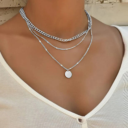 Women's Multilayer Necklace Ins Fashion Disc Pendant Clavicle Necklace Chains Personality Jewelry 6ed7527f 79c6 4f80 9a26 556