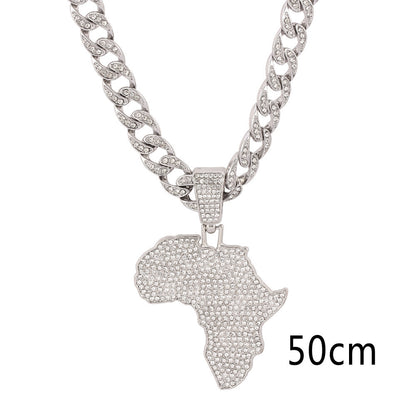 Africa Map Cuba Chain Diamond Personality Fashion Pendant Necklace 6ee06f3f b3fb 4c60 b41d b72396951bdb