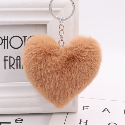 Heart-shaped Fur Ball Keychain Rex Rabbit Plush Car Pendant 6eebfcca f45c 4da3 9a38 eb69053e5334