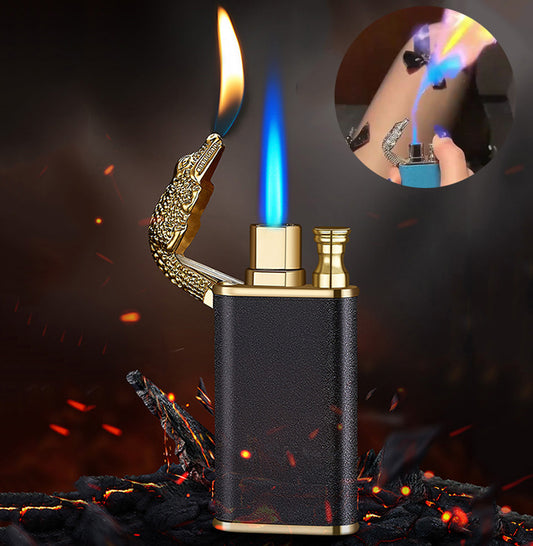 Creative Blue Flame Lighter Dolphin Dragon Tiger Double Fire Metal Winproof Lighter Inflatable Lighter 6ef8ddc3 613e 4289 95b