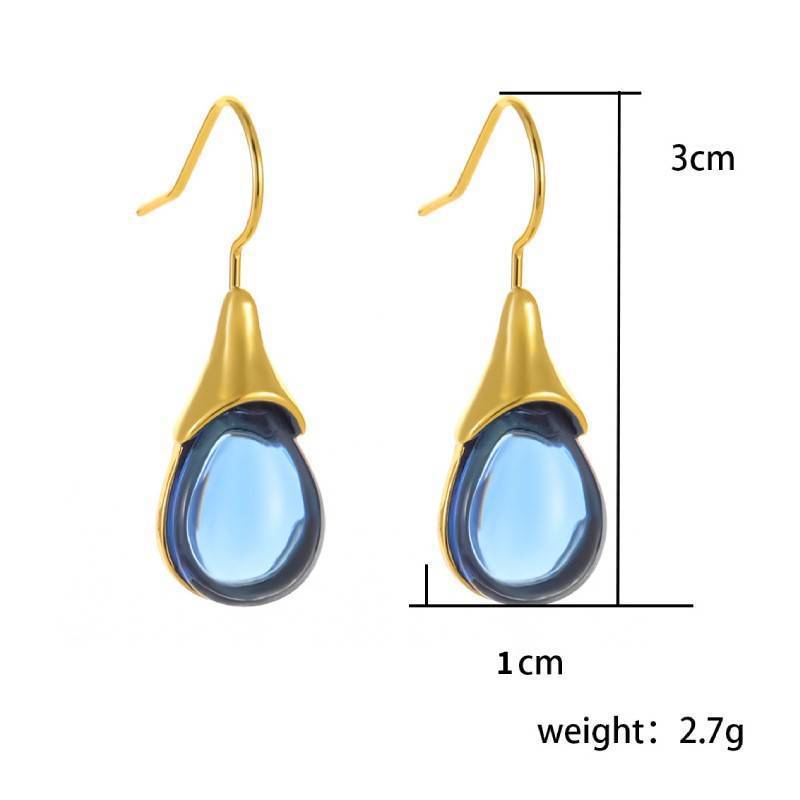 Drop-shaped Inlaid Cat's Eye Earrings Four-color Simple 6ef9df37 1801 4b4a 8c41 41f9f6d0c357