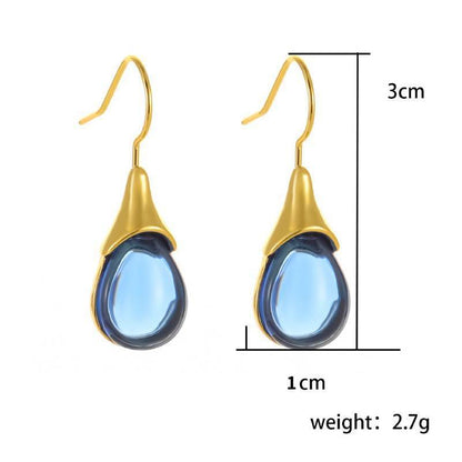 Drop-shaped Inlaid Cat's Eye Earrings Four-color Simple 6ef9df37 1801 4b4a 8c41 41f9f6d0c357
