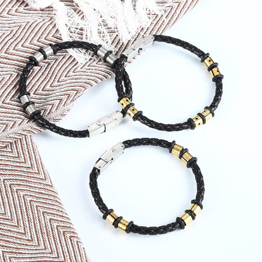 Stainless Steel Woven Leather String Couple Bracelet 6effae7e c48d 4824 9205 cc32da2e2d20