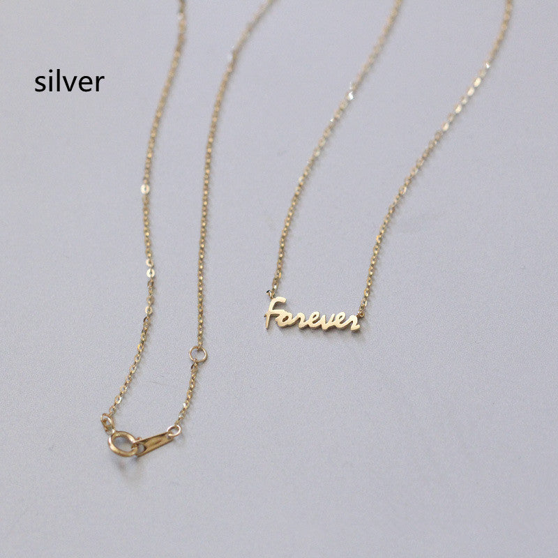 Sterling Silver Plated 14K Gold Necklace Women Forever English 6f04e721 f0f0 403d b245 b4f7220a9bd7