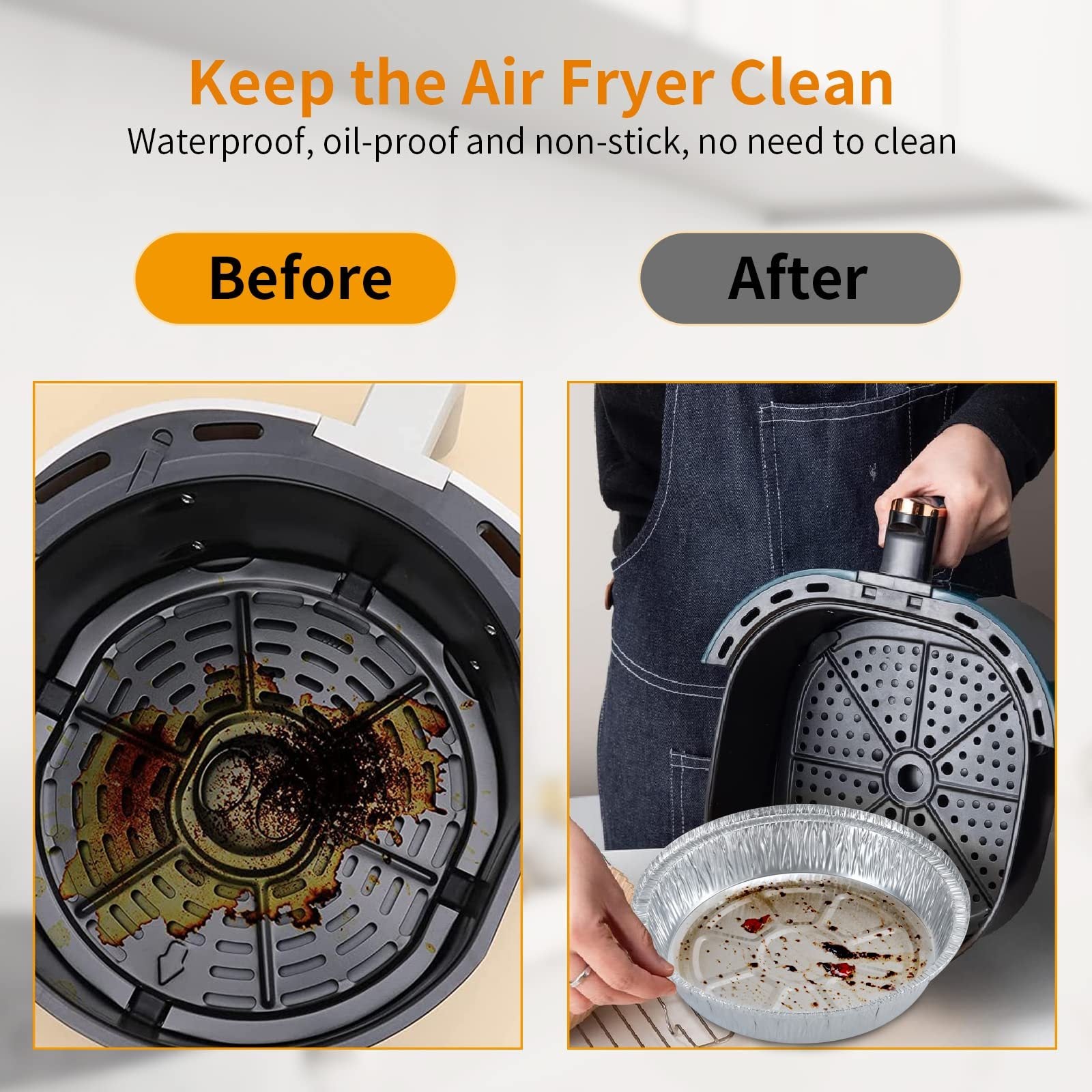 Non-stick Aluminum Foil Liners Air Fryer Disposable Paper Liner Oil-proof Steaming Basket Kitchen Tool BBQ Drip Pan Tray 6f13