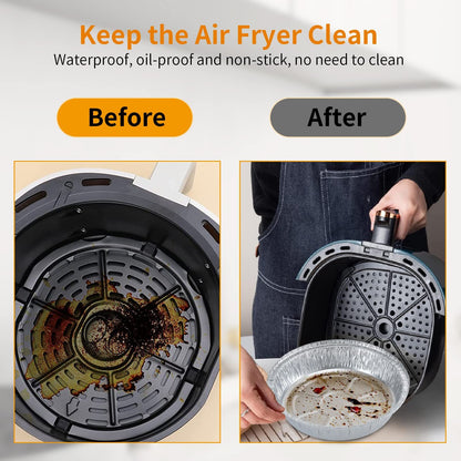 Non-stick Aluminum Foil Liners Air Fryer Disposable Paper Liner Oil-proof Steaming Basket Kitchen Tool BBQ Drip Pan Tray 6f13