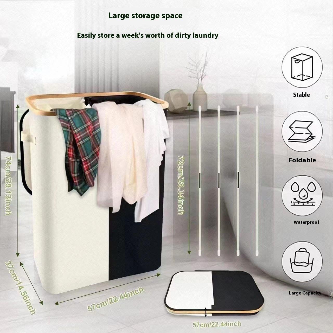 Oxford Cloth Dirty Clothes Folding Dirty Clothes Basket Dustproof With Cover Storage Basket