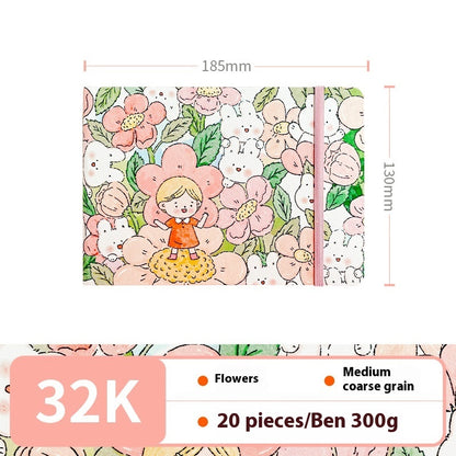 Feiluniao Watercolor Notebook Fabric Handmade Mini Portable Portable Character Sketch Hand Painted Graffiti Drawing Book - 图片 21