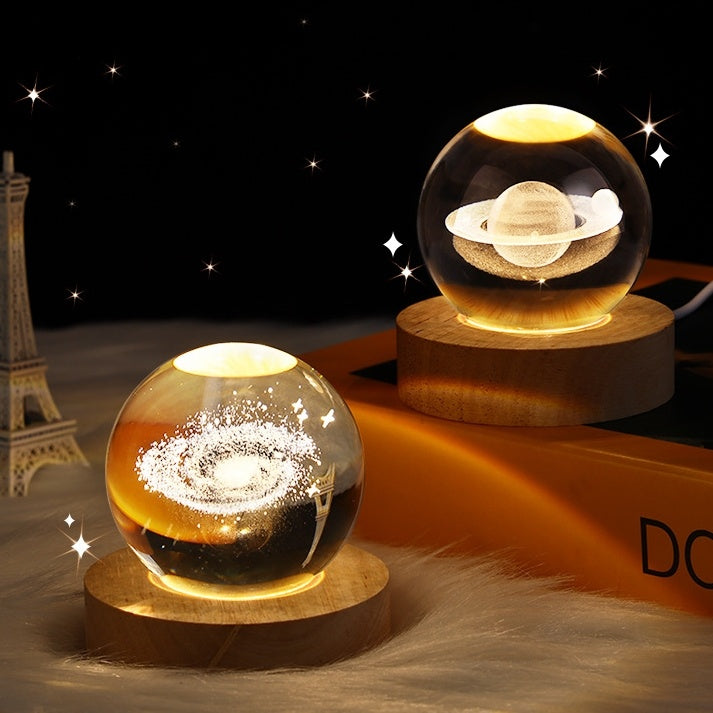 Luminous Starry Sky And Planets Moon Moon Crystal Ball Small Night Lamp Projection Ambience Light Creative Gift New Strange G