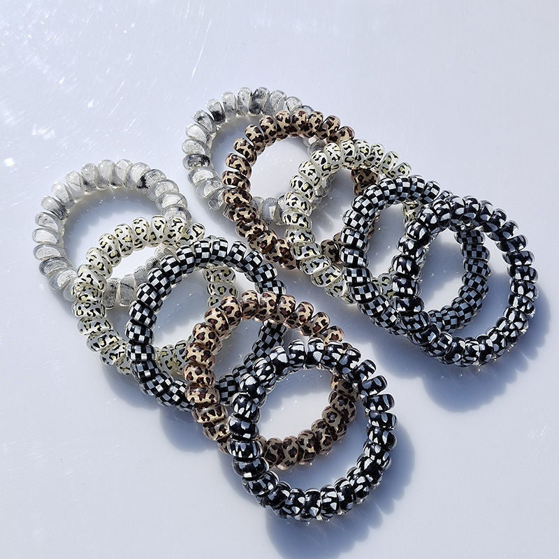 Telephone Line Translucent Jelly Frosted Leopard Print Headband Rubber Band Simple And Seamless Headdress For Hair Ties 6f67d