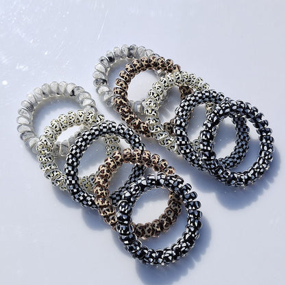 Telephone Line Translucent Jelly Frosted Leopard Print Headband Rubber Band Simple And Seamless Headdress For Hair Ties 6f67d