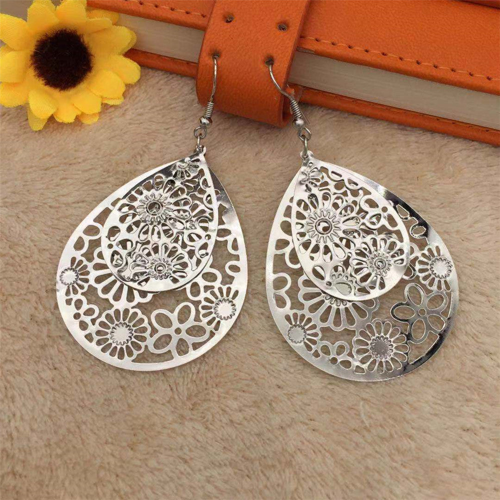 Double-layer Water Drop Hollow Retro All-match Earrings 6f7e6fb5 e9f2 427a 8d20 1e403d59f2aa