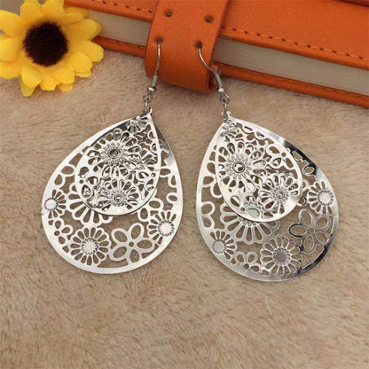 Double-layer Water Drop Hollow Retro All-match Earrings 6f7e6fb5 e9f2 427a 8d20 1e403d59f2aa