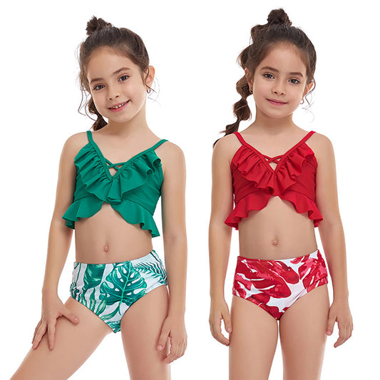 Girls'  Small Ruffled Split Swimsuit 6f97414a eedb 4a07 ad12 44579706f83f