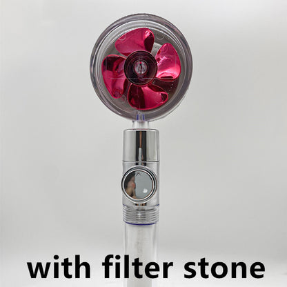 Shower Head Water Saving Flow 360 Degrees Rotating With Small Fan ABS Rain High Pressure Spray Nozzle Bathroom Accessories 6f