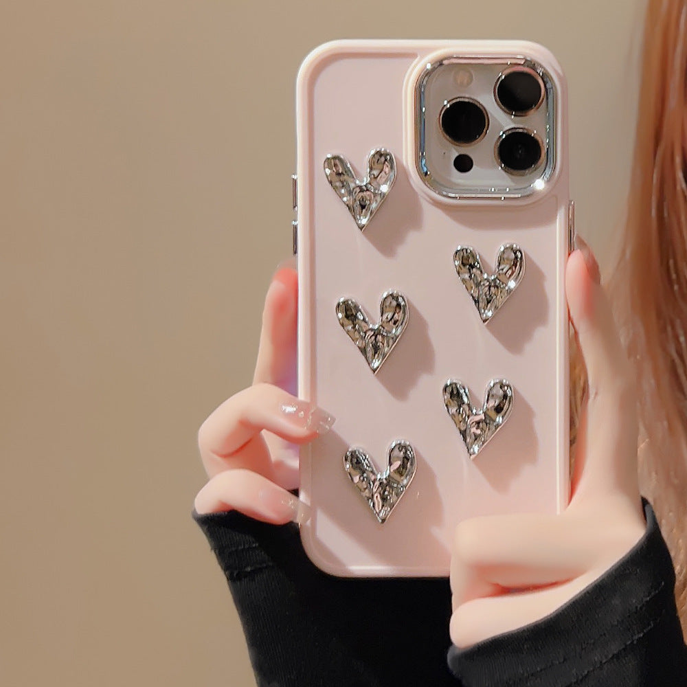 Pleated Metallic Electroplating Heart Mobile Phone Shell 6fa7105d f251 4198 8688 57bf0f5546e9