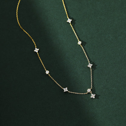High-grade Four-leaf Flower 925 Sterling Silver Necklace Female 6fc63d22 f13e 4328 b982 3ecbc6214397