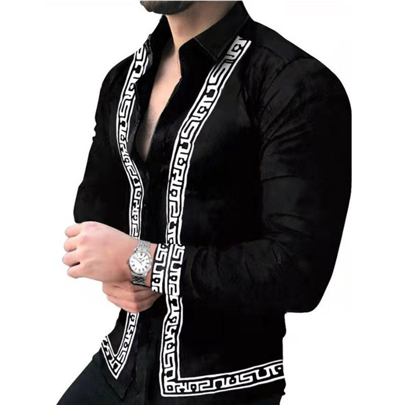 Fashion Men's Printed Middle-aged Long-sleeved Shirt 6fc73af9 e935 4180 a5d1 d0a74374a74a