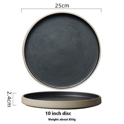 Home Retro Circle And Creative Pottery Clay Handmade Deep Plates 6fcc354c 2ae0 454c a828 6ed01551077a