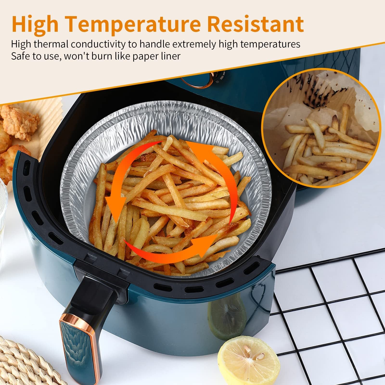 Non-stick Aluminum Foil Liners Air Fryer Disposable Paper Liner Oil-proof Steaming Basket Kitchen Tool BBQ Drip Pan Tray 6fee