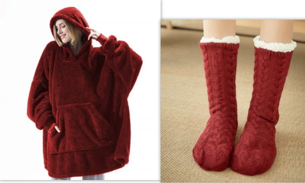 Hoodie Sweatshirt With Big Pocket Tops Sweater Comfortable Loose Double-Sided Fleece Thicker Wearable Blanket 6ffdb68d e2f5 4
