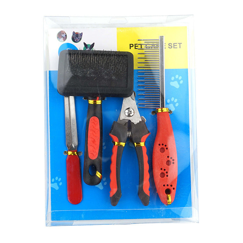 Dog Grooming Four-piece Comb Brush Nail Scissors File Cleaning Kit 7004a456 75d1 4337 946a 6a338dd0c74a