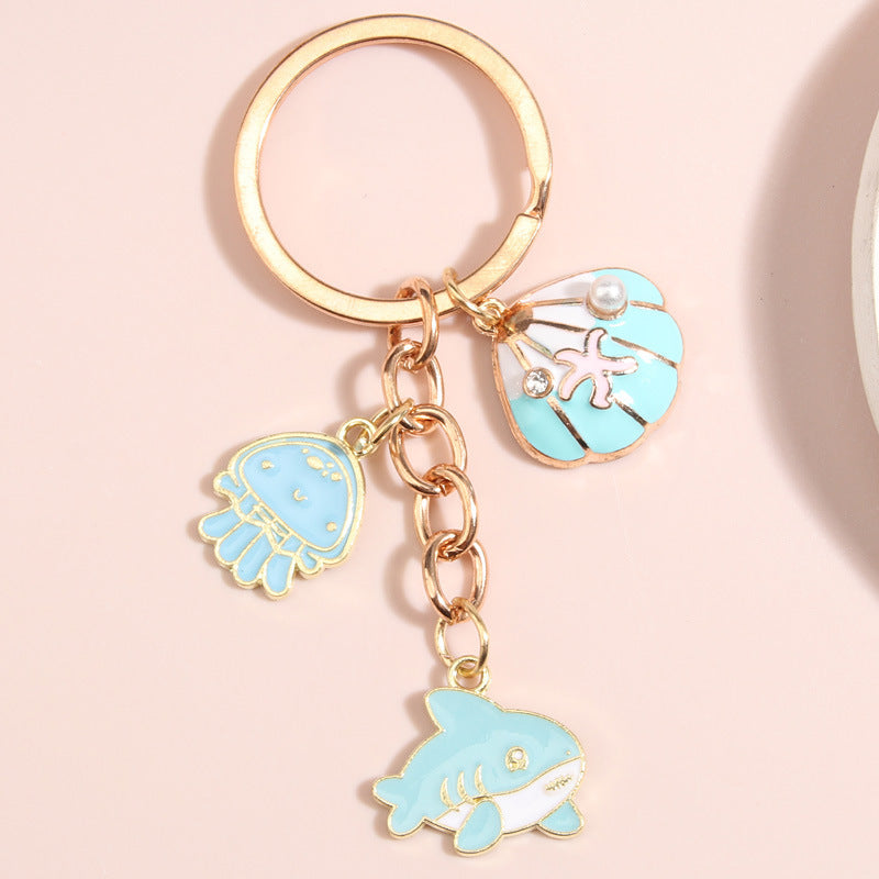 Creative Shell Starfish Mermaid Alloy Drip Keychain Pendant 700d1f32 3e8e 453c 80b5 d70abdbfaf3f