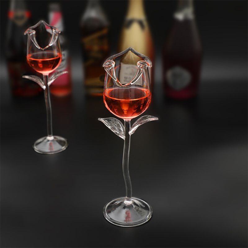 Fancy Red Wine Goblet Wine Cocktail Glasses 100ml Rose Flower Shape Wine Glass Party Barware Drinkware 7024488227200