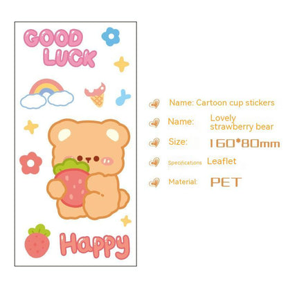 Cute Bear Clear Water Cup Stickers Children's Cartoon Korean Journal Material Mobile Phone Cup Decoration 7034e871 22b4 4082 
