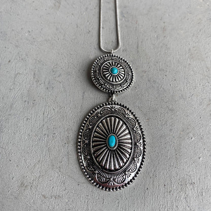 Ethnic Style Retro Jewelry Simple Turquoise Pumpkin Flowers Metal Long Chain 70464849 7491 4e76 a5e8 d05f1020129a