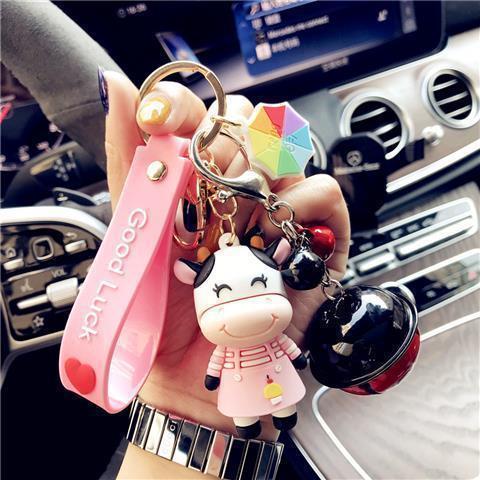 Korean Creative Trending Cute Cow Keychain Girl Heart Cartoon Doll Key Chain Simple Children Gift 70493191 36f6 47cf 9cd2 1d7