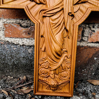 Handicrafts Ascending Wooden Cross Home Church Wood Carving 704bd60c cf9d 4809 9235 77fa1070f2ee
