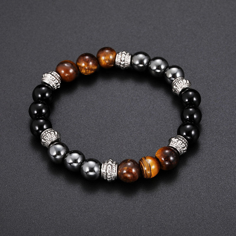 Black frosted stone tiger eye bracelet 70583207625