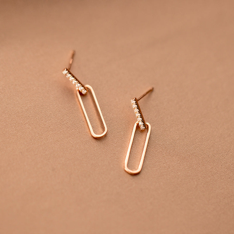 S925 Silver Geometric Hollow Line Diamond Oval Earrings Women 707c9660 8810 4b01 b389 ce281a1de236