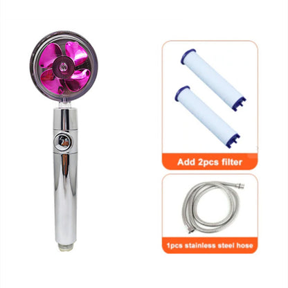 Shower Head Water Saving Flow 360 Degrees Rotating With Small Fan ABS Rain High Pressure Spray Nozzle Bathroom Accessories 70