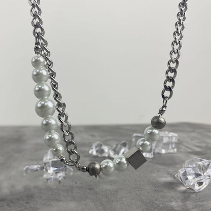 Men's Cuban Pearl Double Stitching Design Necklace 709b1f24 c214 4434 ac9c 99c7b201df3a