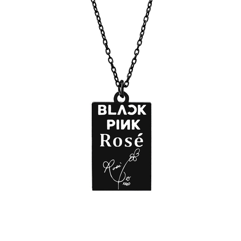 KPOP Jisoo Lisa Jennie Rose Signature ID Pendant Necklace 70a20c5e a429 4cda ab9c 6fb789ebd185