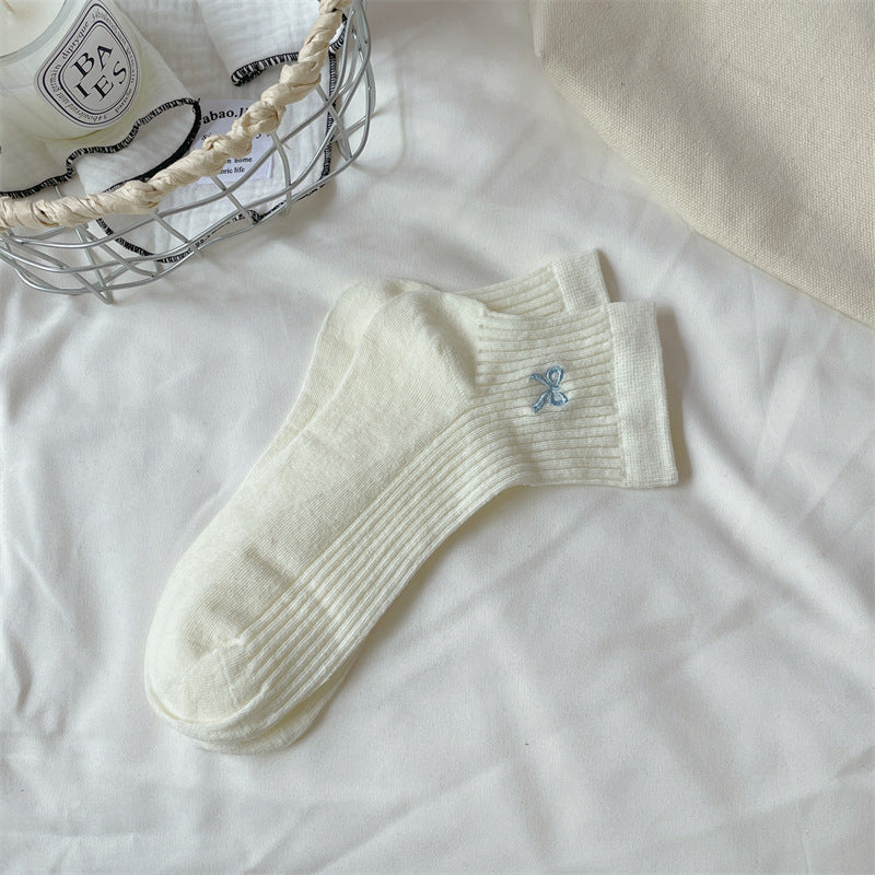 Bow Embroidered Short Thin Socks 70a50859 da27 410f a2e0 3e21e8463397