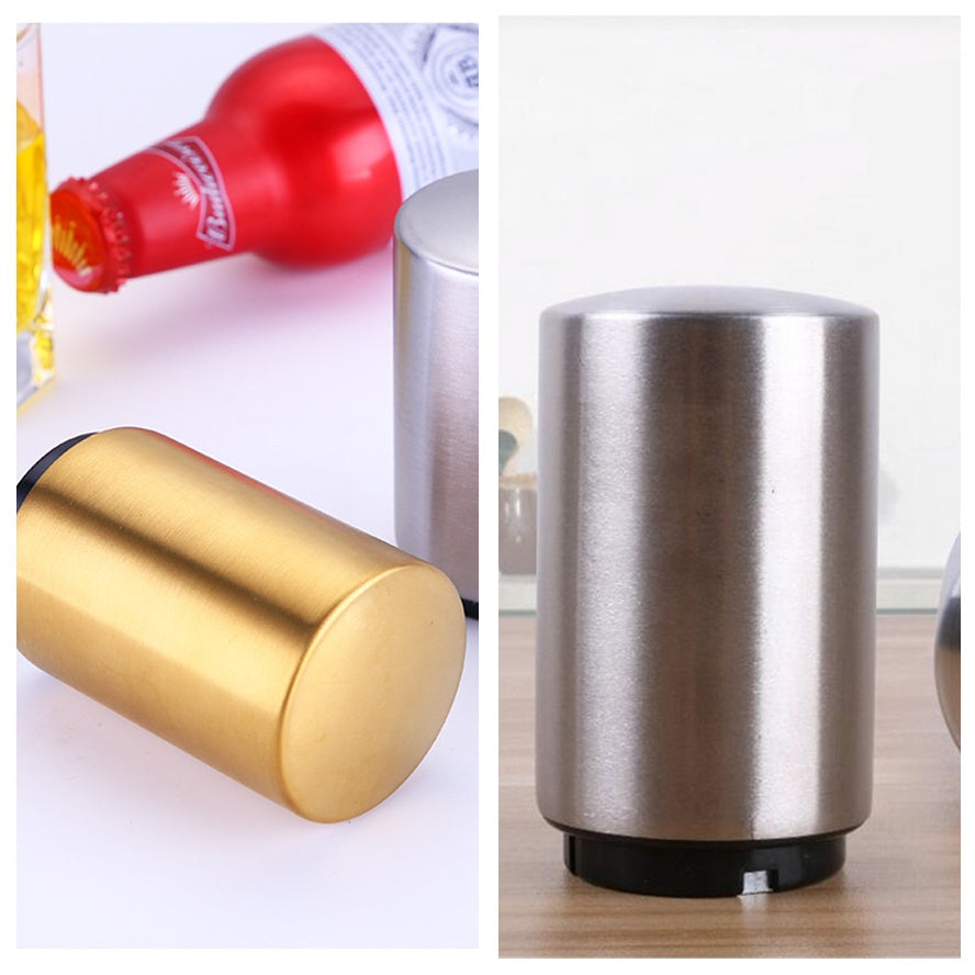 Portable Magnetic Automatic Beer Bottle Opener Bar Accessories Decor Stainless Steel Wine Can Openers with Brushed Metal 70ab
