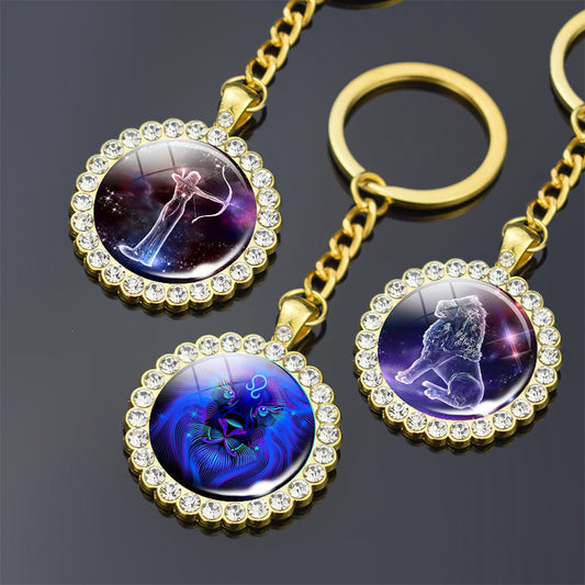 Blue Purple Glass Diamond Keychain Constellation Pendant 70c8e4b8 6e2c 45f6 9479 f11587faea2e