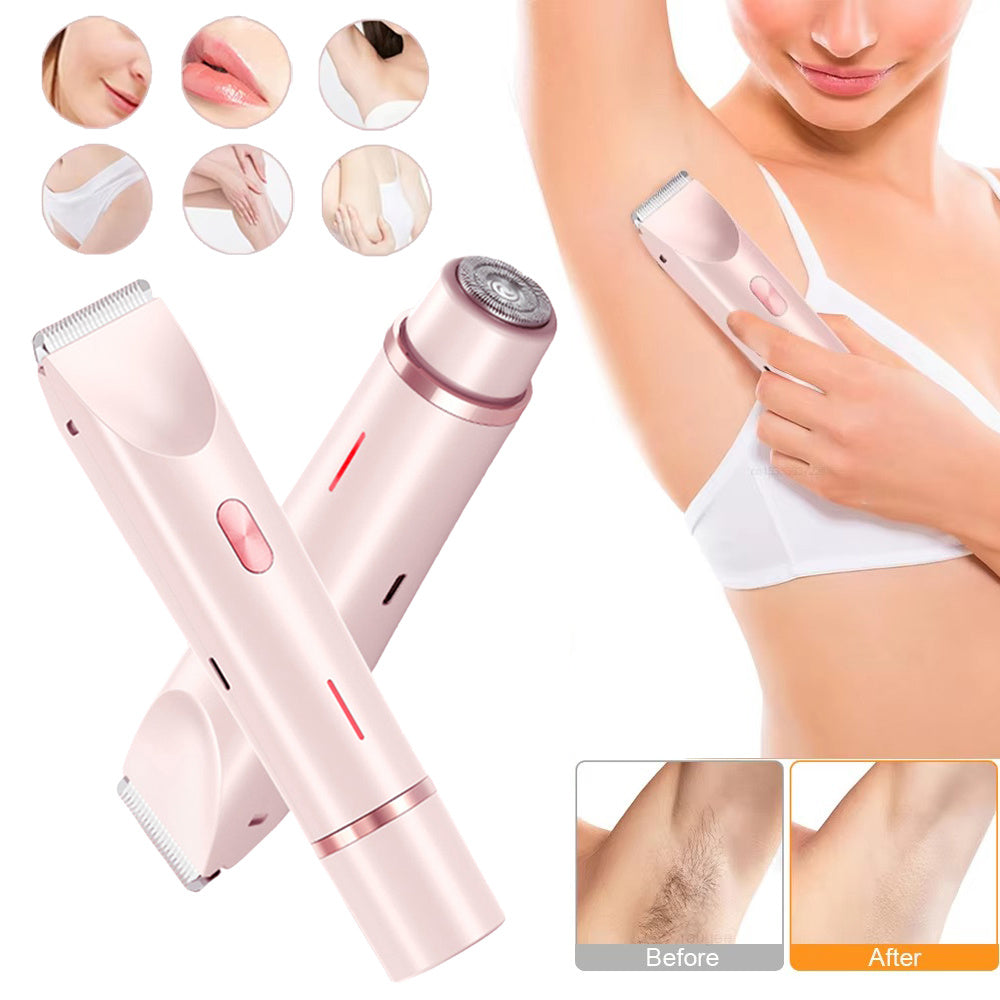 2 In 1 Hair Remover Women's Double Head Shaver Private Pubic Hair Trimmer Electric Razor Wet Dry Electric Body Hair - HD Wireless Product #1