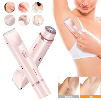 2 In 1 Hair Remover Women's Double Head Shaver Private Pubic Hair Trimmer Electric Razor Wet Dry Electric Body Hair - HD Wireless Product #1