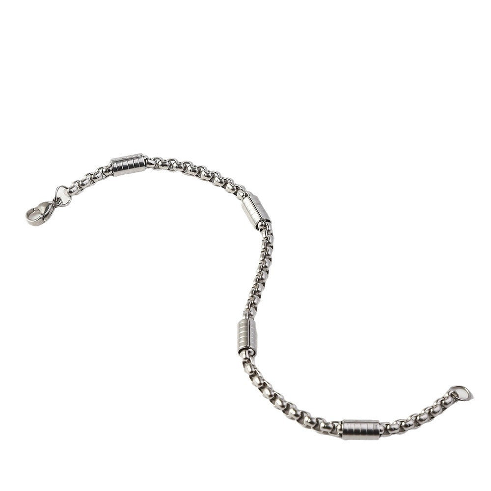 Men's Square Pearl Tube Chain Stainless Steel Bracelet 7102e6af c9bd 4d7c bff9 2929d8014522